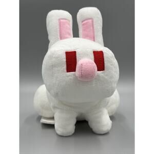 Minecraft Rabbit Lapin Blanc Plush 8” White Pink Mojang Studios 2023 Mattel